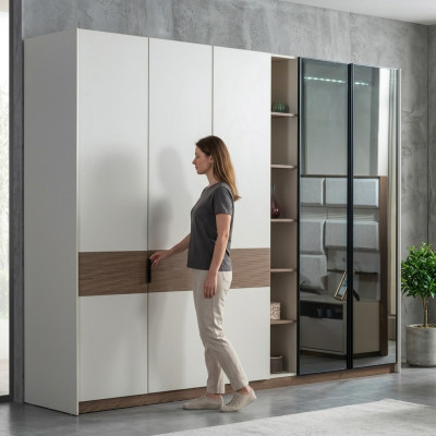 Armoire de chambre blanche Armoire moderne de luxe avec portes coulissantes