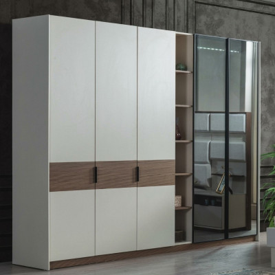 Armoire de chambre blanche Armoire moderne de luxe avec portes coulissantes