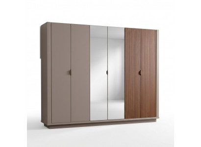 Armoire beige pour chambre, armoires à portes en verre 6 portes.