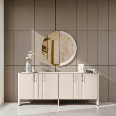 Salle à manger Luxueux Buffet Stylish Miroir en verre Ensemble de 2 pièces