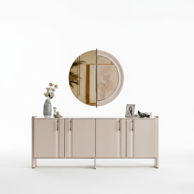 Salle à manger Luxueux Buffet Stylish Miroir en verre Ensemble de 2 pièces