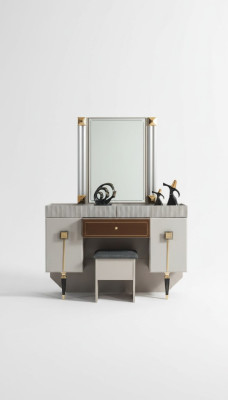 Modern Bedroom Wood Furniture Dressing table Stool Mirror Suite --- Chambre à coucher moderne Mobilier en bois Coiffeuse Tabouret Miroir Ensemble
