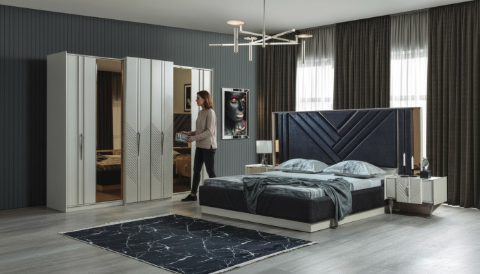 Chambre Lits Designer Armoire en bois Tables de chevet Suite