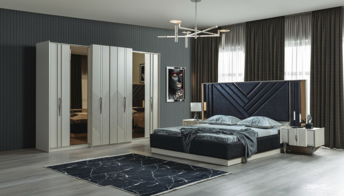 Chambre Lits Designer Armoire en bois Tables de chevet Suite