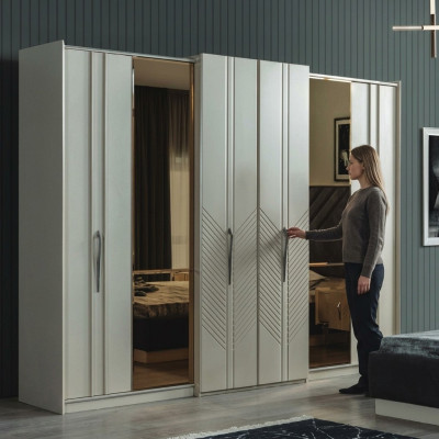 Armoire blanche moderne de chambre à coucher 4 portes en bois nouvelle