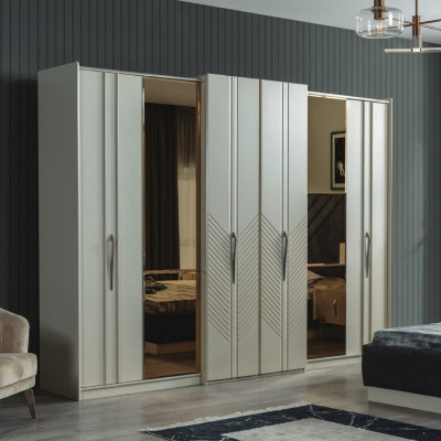 Armoire blanche moderne de chambre à coucher 4 portes en bois nouvelle