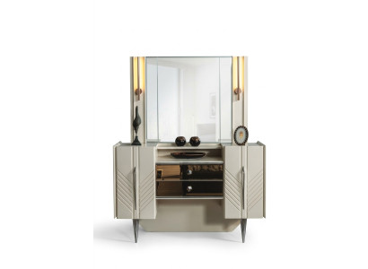 Set de chambre de luxe Blanche Coiffeuse Miroir Designer Ensemble de 2 pièces