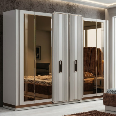 Armoire de chambre blanche Armoire en verre Armoire en bois Mobilier moderne
