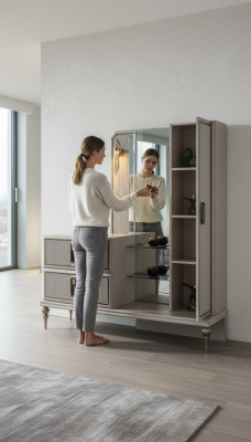 Exclusif Commode en bois de luxe Miroir de chambre Noble Meubles élégants