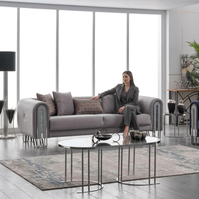 Canapé en tissu de luxe pour le salon à trois places de 240 cm de largeur