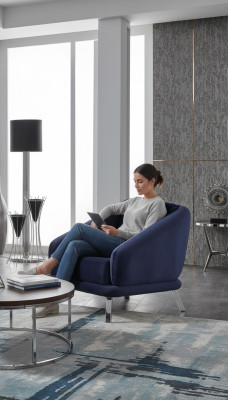Fauteuil Salon de luxe Design moderne Meuble en textile Siège de luxe Bleu