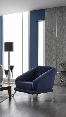 Fauteuil Salon de luxe Design moderne Meuble en textile Siège de luxe Bleu