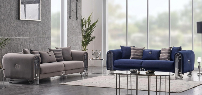 Ensemble complet 2 pièces Tissu d'ameublement de luxe pour canapé 3+3 places nouveau