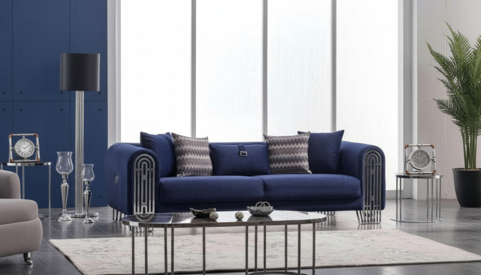 Sofa de salon 3 places Design moderne Tissu d'ameublement Canapé de luxe