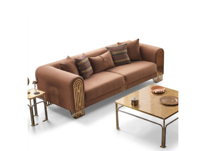 Canapé en textile de luxe à trois places en acier inoxydable moderne