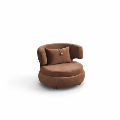 Fauteuil de luxe Salon Tissu d'ameublement Brun Siège neuf Design moderne