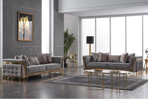 Ensemble de canapé de luxe suite de designer trois places meubles textiles groupe de vie moderne