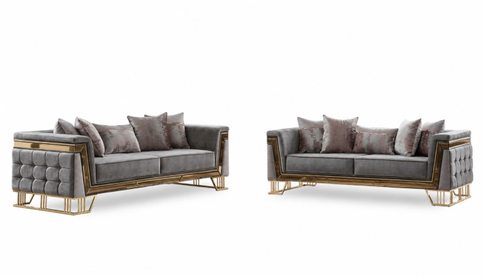 Ensemble de canapé de luxe suite de designer trois places meubles textiles groupe de vie moderne