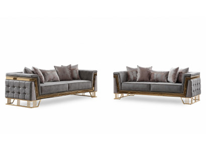 Ensemble de canapé de luxe suite de designer trois places meubles textiles groupe de vie moderne