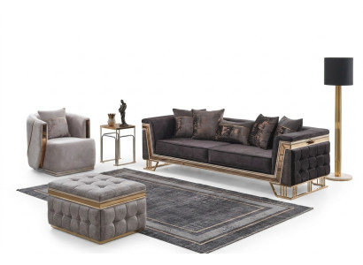Ensemble de canapés rembourrés de luxe, canapés trois places fauteuil moderne pour salon.