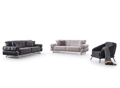 Ensemble de canapés gris pour salon Canapés Trois places Fauteuil Complet Ensemble de 3 pièces