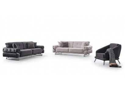 Ensemble de canapés gris pour salon Canapés Trois places Fauteuil Complet Ensemble de 3 pièces