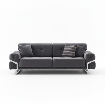 Canapé gris Mobilier de salon complet Canapé trois places de luxe upholstéré