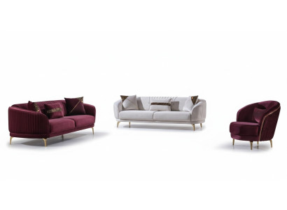 Luxueux ensemble de salon Moderne canapés en acier inoxydable Mobilier rembourré trois places