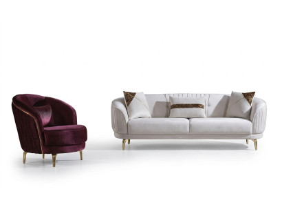 Ensemble de canapé pieds en acier inoxydable trois places + fauteuil moderne canapé de salon
