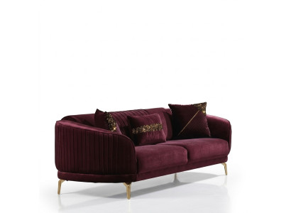 Canapé moderne de luxe trois places pour le salon, meuble rembourré en textile, canapé en velours.