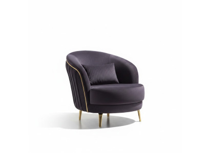 Fauteuil moderne de luxe en acier inoxydable pour le salon, siège en bois rembourré