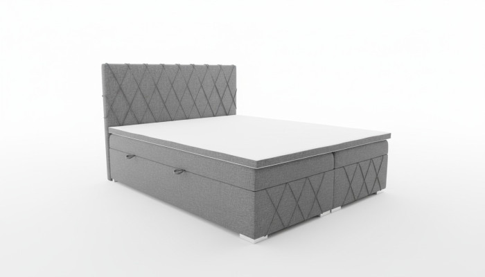 Lit sommier à ressorts de luxe double gris, design de lit Lit rembourré Chambre à coucher Textile