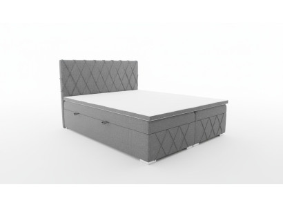 Lit sommier à ressorts de luxe double gris, design de lit Lit rembourré Chambre à coucher Textile