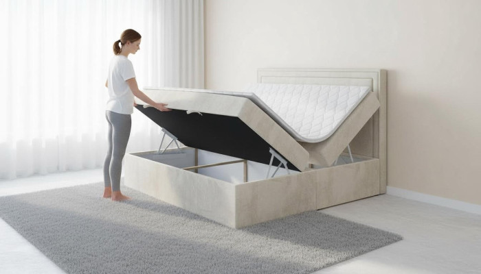 Conception de literie moderne de luxe pour chambre à coucher double. Meuble de lit Box Spring.
