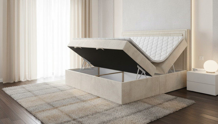 Conception de literie moderne de luxe pour chambre à coucher double. Meuble de lit Box Spring.