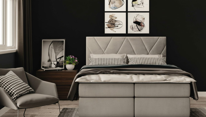 Chambre de luxe Lit Tissu de rembourrage Design Lit double Mobilier Lit sommier à ressorts