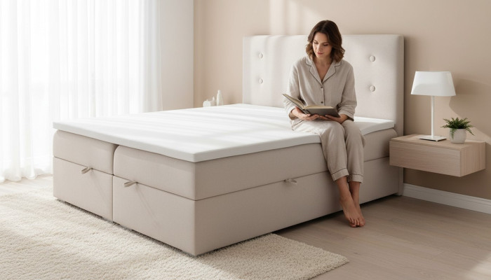 Chambre Literie Moderne Design de Luxe Lit Double Beige Lit à sommier tapissier