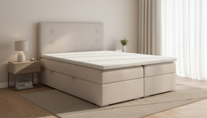 Chambre Literie Moderne Design de Luxe Lit Double Beige Lit à sommier tapissier