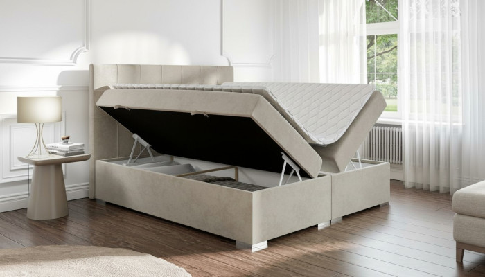 Lit de luxe Chambre à coucher Lit double Rembourrage textile Mobilier de design Lit à sommier tapissier