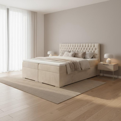 Lit double Chesterfield Chambre Lit de luxe Mobilier moderne Lit à sommier tapissier