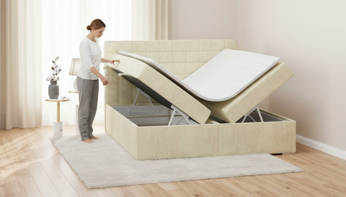 Lit double Lit moderne Lit de luxe Lit rembourré Mobilier Lit sommier renforcé