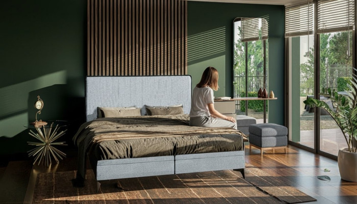 Lit double moderne Lit double de concepteur Chambre à coucher Tissu d'ameublement Mobilier Lits