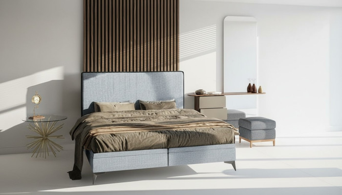 Lit double moderne Lit double de concepteur Chambre à coucher Tissu d'ameublement Mobilier Lits