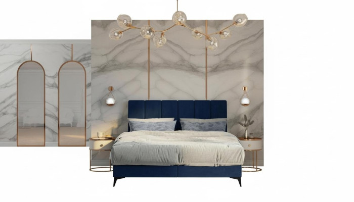 Lit moderne Chambre Designer Lit double Lit sommier Lit rembourré