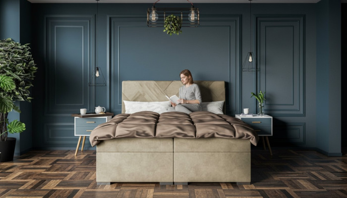 Concepteur de lits de luxe Chambre à coucher Design Mobilier rembourré Moderne Lit double Lit à sommier tapissier