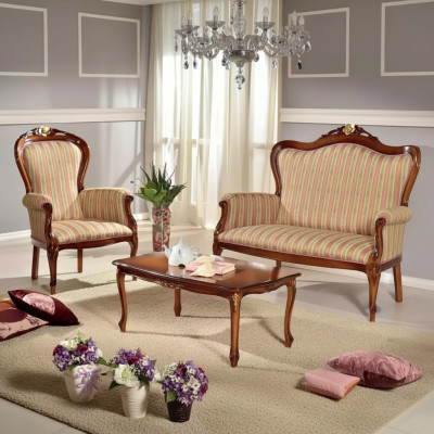 Canapé classique ensemble de meubles de sièges banc trois places table basse de luxe