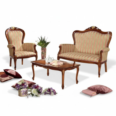 Canapé classique ensemble de meubles de sièges banc trois places table basse de luxe