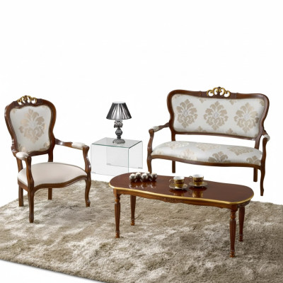 Ensemble de sièges classiques Canapé-lit Fauteuil Table basse Mobilier en bois design