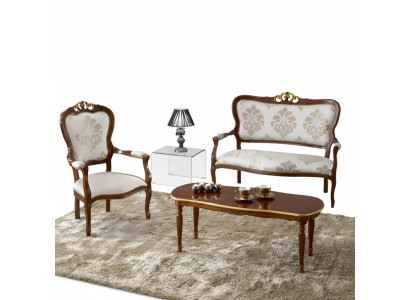 Ensemble de sièges classiques Canapé-lit Fauteuil Table basse Mobilier en bois design