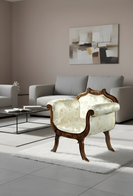 Classique ou luxueux fauteuil à dossier unique en textile pour siège d'ameublement de designer